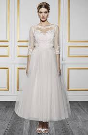 Long sleeve jewel neck pleated tea length lace dress. Tea Length Wedding Dresses With Sleeves Tea Length Wedding Gowns Ucenter Dress