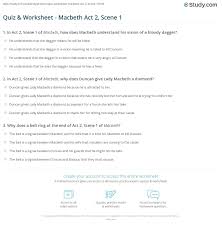 Quiz Worksheet Macbeth Act 2 Scene 1 Study Com