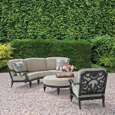 Arch Salvage Outdoor Cannes Sectional Set Garden Gate Conversation Set Patio Sofa Set Round Ottoman