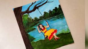 As a mark of respect to raja is one of the most popular festivals in odisha. Girl On Swing Drawing Painting With Acrylics Tutorial Raja Festival Special Drawing Tutorial Youtube