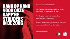 Here you can easy to compare statistics for both teams. Video Aartsrivalen Ajax En Feyenoord Hand In Hand Tegen Coronavirus