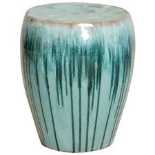 Turquoise Teal Drip Coastal Beach Simple Ceramic Garden Seat Stool Garden Stool Ceramic Garden Stools Coastal Beaches