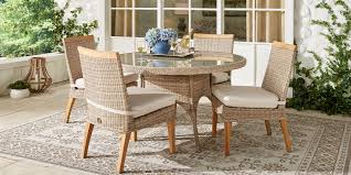 A small patio dining set or bistro set works better for a narrow balcony or courtyard. Round Outdoor Patio Dining Sets