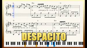 Despacito Piano Tutorial Free Sheet Music With Lyrics Luis Fonsi George Vidal Youtube Piano Tutorial Piano Sheet Music