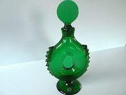 Studio Glass Green Liquor Bottle
