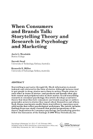 Pdf) When Consumers And Brands Talk: Storytelling Theory And Research In  Psychology And Marketing