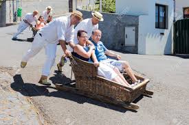 Funchal Madeira Aug 13 Traditional Downhill Sledge Trip On Stock Photo Picture And Royalty Free Image Image 30847056