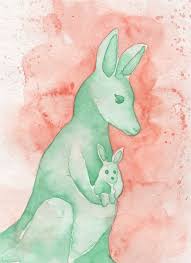 Kangaroo Mom And Baby Original Made To Order By Katrina Pete 40 00 Baby Painting Baby Prints Kangaroo Illustration