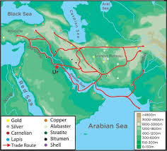 A Map Depicting The Extent Of Both Maritime And Land Trade Routes In Sumer Into The Akkadian Period Ancient Maps Ancient History Ancient Mesopotamia