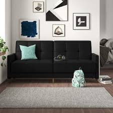 Futon sofa beds are infamous as the 'cheap' form of furniture. Black Leather Futon Wayfair