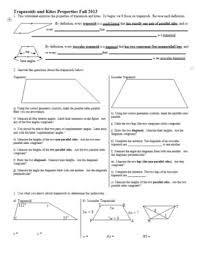 Find m∠g and m∠j in the diagram shown below. Trapezoids And Kites Properties Fall 2013 With Answer Key Editable