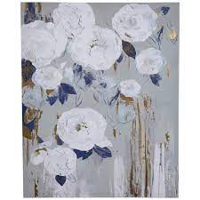 Hot promotions in hobby flower on aliexpress: White Blue Gold Foil Floral Canvas Wall Decor Hobby Lobby 1971803
