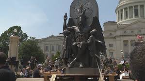 None of these belong to the church of satan, but the rights to reproduce them may belong to other artists. Satanic Temple Unveils Baphomet Statue At Arkansas Capitol 5newsonline Com