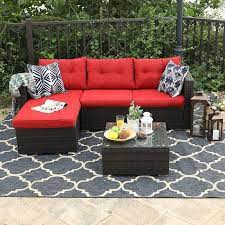 Phi Villa 3 Piece Rattan Outdoor Sectional Sofa Wicker Patio Furniture Set Wicker Patio Furniture Used Outdoor Furniture