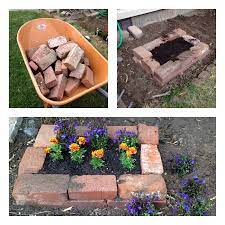 repurpose an old pile of bricks into a raised flower bed brick flower bed flower beds raised flower beds