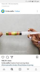 Syringe Fruits Food Sticks Food Carving Fruit Recipes Creative Food