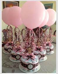 Center Pieces Girl Baby Shower Pink Monkey Girl Baby Shower Monkey Baby Shower Baby Shower Centerpieces