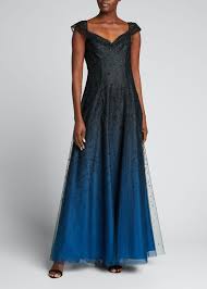 Marchesa Notte Ombre Glitter Tulle Off The Shoulder A Line Gown On Sale Stylaly