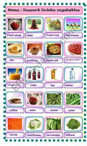 A food desert isolates residents from healthy foods. Menu Part 1 Drinks Dessert Vegetables Esl Worksheet By Naoura