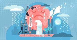 As climate change disrupts supply chains, american life is poised to change drastically thanks to capitalism's inability to account for climate disasters, future economic turmoil is all but guaranteed Climate Change Vector Illustration Flat Global Warming Tiny Persons Concept Nature Environment Danger Because Energy Business Industry And Air Pollution Temperature Rising And Animal Extinction Royalty Free Cliparts Vectors And Stock Illustration