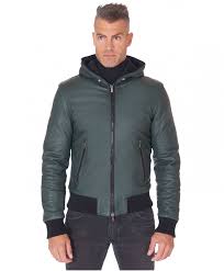 Mehouse blouson homme sweatshirt, veste en cuir pu avec capuche pour hommes, amovible manteau chaud automne hiver bomber biker veste mens hooded leather jacket. Blouson Cuir Homme Style Bomber Cuir Naturel Vert Biancolino