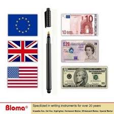 A counterfeit money pen contains a solution that detects starch in counterfeit paper money. China Pro Counterfeit Money Detector Pen China Money Detector Pen Bill Marker