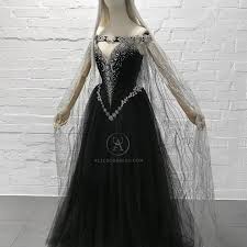 Black And Silver Gown Black Silver Night Goddess Elven Corset Dress With Cape Etsy In 2020 Red Wedding Gowns Black Wedding Dresses Cape Dress