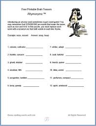 Check spelling or type a new query. Free Printable Brain Teasers Rhymonyms