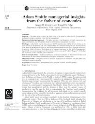 Pdf Adam Smith Managerial Insights From The Father Of Economics