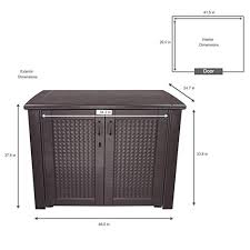 Leisure season medium brown wood outdoor storage shed (common: Rubbermaid Extra Large Decorative Patio Storage Weather Resistant Outdoor Storage Cabinet Dark Teak Pricepulse