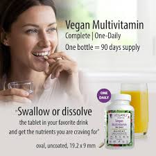 Multivitamínico vegano un día, (90 tabletas vegetales). Apoyo nutricional  vegano completo para dietas basadas en plantas, veganas o vegetarianas. 26  ...