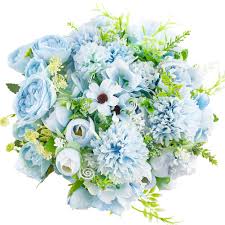 Maybe you would like to learn more about one of these? Johouse Artificial Flowers 4pcs Light Blue Fake Peony Silk Hydrangea Rose Bouquet Decor Plastic Carnations Realistic Flower Arrangements Wedding Decoration Table Centerpieces Buy Online In Bahamas At Bahamas Desertcart Com Productid 200432222