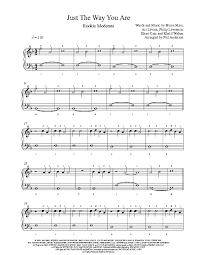 Just The Way You Are By Bruno Mars Piano Sheet Music Rookie Level Piano Sheet Music Piano Sheet Music Free Sheet Music