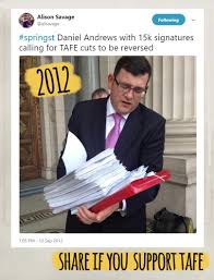Daniel andrews has released three photos since he (apparently) fell down the stairs and hurt his back. Dan Andrews On Twitter The Hair May Be A Bit Different The Hot Pink Tie May Have Long Since Been Destroyed By My Wife And Or Staff But I Ve Always Fought Against Tafe