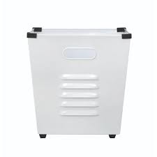 Description slide storage into any space with this slim rolling pantry cart by collections etc. Home Decorators Collection Lachlan White Metal Storage Bin Set Of 3 9199510410 The Home Depot Metal Storage Bins Storage Bin Crate Storage