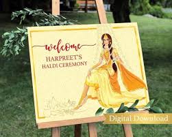 Please Read Below Perfect Downloadable And Personalized Sign For Your Haldi Ceremony This Listin In 2020 Haldi Ceremony Wedding Welcome Signs Indian Wedding Ceremony
