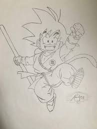 Speed drawing of kid goku, from dragon ball. Kid Goku Drawing Dragonballz Amino