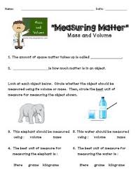 Measuring Matter Volume And Mass Science Worksheets Measuring Volume Mass