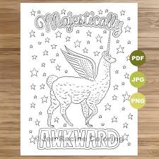 You can learn more about this in our help section. Majestically Awkward Llama Coloring Page Llama Art Coloring Etsy