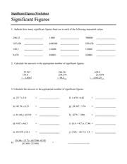 Her teacher has told her to write all her answers to four signicant gures. Significant Figures Worksheets 1 Significant Figures Worksheet Significant Figures 1 Indicate How Many Significant Figures There Are In Each Of The Course Hero