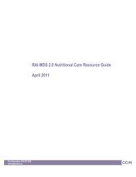 Rai Mds 2 0 Nutritional Care Resource Guide April 2011 Ccim