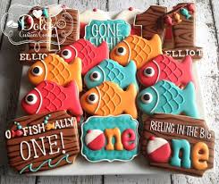 Image Result For Ofishally One Birthday Decorations First Birthday Cookies Fishing Themed Birthday Party First Birthdays