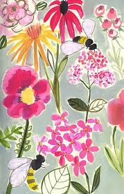 Bees Flowers Archival Print Flower Quilts Quilting Designs Quilts