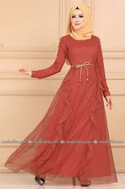 Modaselvim Elbise Hasir Kemerli Tul Elbise 5181ay342 Koyu Somon Elbise Modelleri Elbise Somon