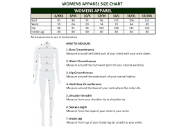 Womens Apparel Size Chart Jpg Dublin Clothing Australia