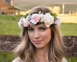 Blush Flower Crown Blush Pink And Ivory Flower Crown With Etsy In 2020 Pink Floral Crowns Bridal Flower Crown Ivory Flower Crown