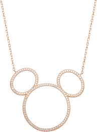 Amazon Com Disney Jewelry Mickey Mouse Sterling Silver Pink Gold Plated Cubic Zirconia Silhouette Necklace Jewelry