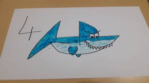 Number Four 4 Sayisindan Kopek Baligi Cizimi Shark And Drawing Moose Art Animals Art