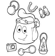 Backpacks Contents Dora Coloring Page For Kids Dora Coloring Coloring Pages Dora The Explorer