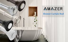 Because we have a cap cod style second floor, the full bath in the boys bathroom has a slanted ceiling. Amazon Com Amazer Shower Curtain Rod 42 72 Inches Rust Resistant Curtain Rod Adjustable Spring Tension Shower Rod For Bathroom Chrome Home Kitchen